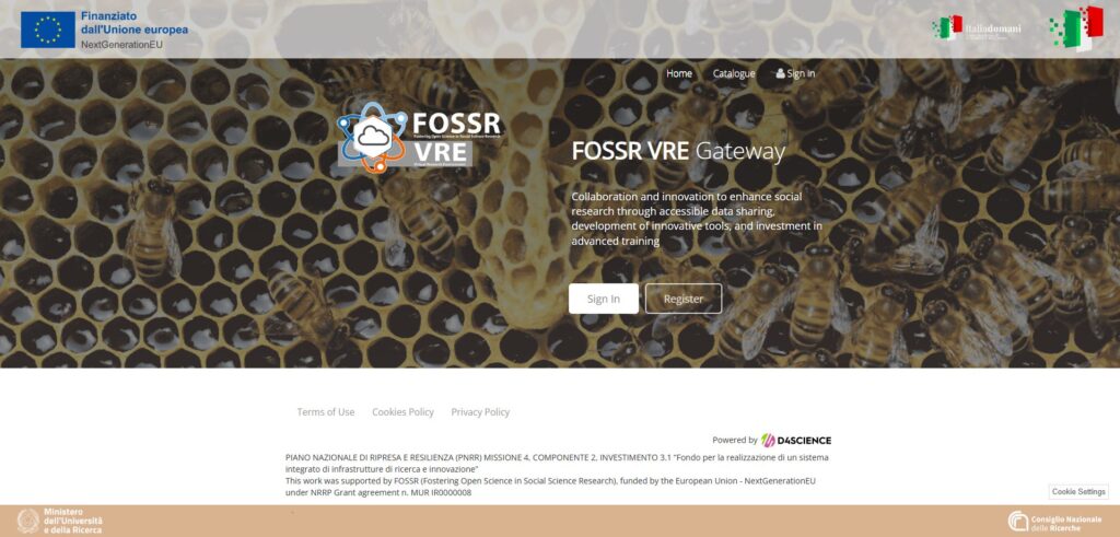 Il Virtual Research Environment di FOSSR: luogo di ricerca aperta, collaborativa, riproducibile 1 VRE